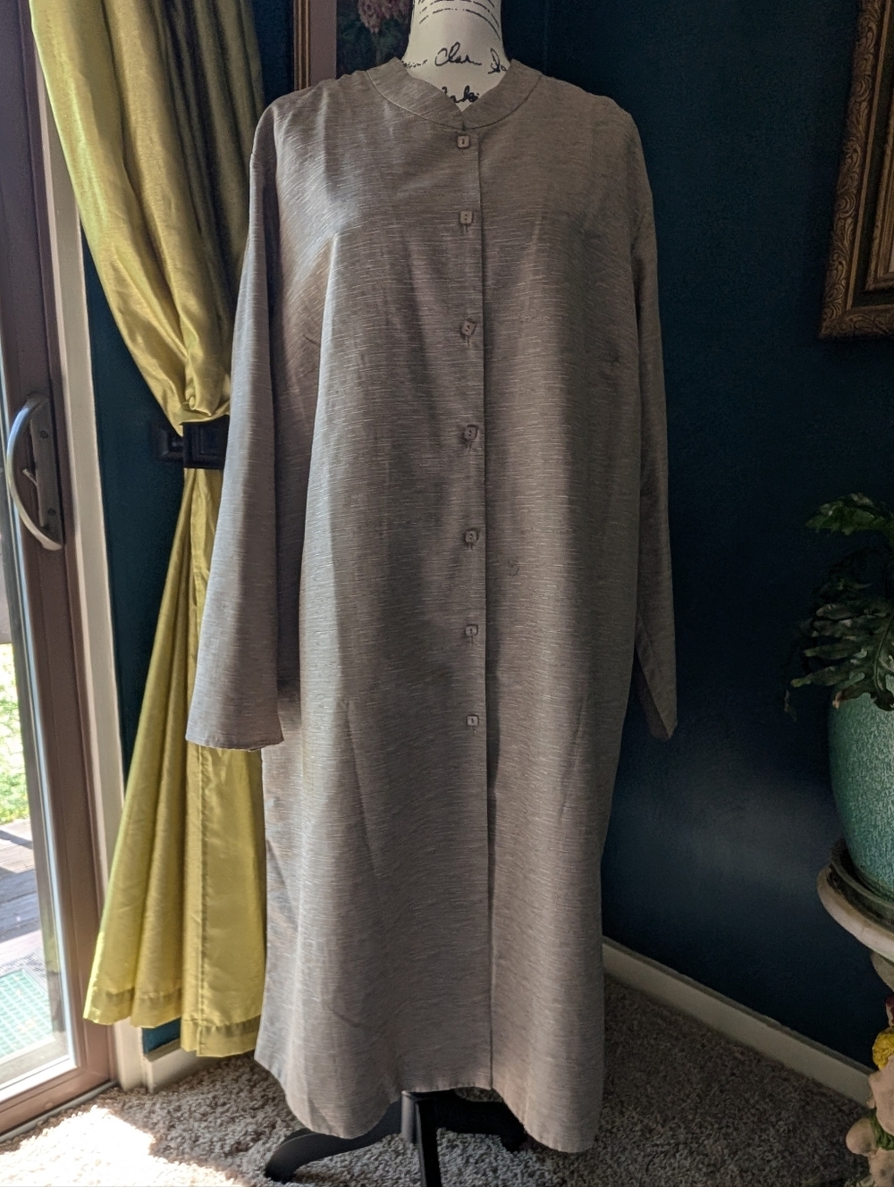 Dialogue 100% Silk Mandarin Collar Long Jacket & Matching Tank NWT Plus Size 2x